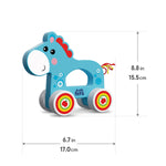 Kids Hits: Colorful Wooden Push & Pull Toy Pull-Along Horse - A Fun Companion for Toddler Exploration!