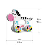 Kids Hits: Colorful Wooden Push & Pull Toy Pull-Along Zebra - A Fun Companion for Toddler Exploration!