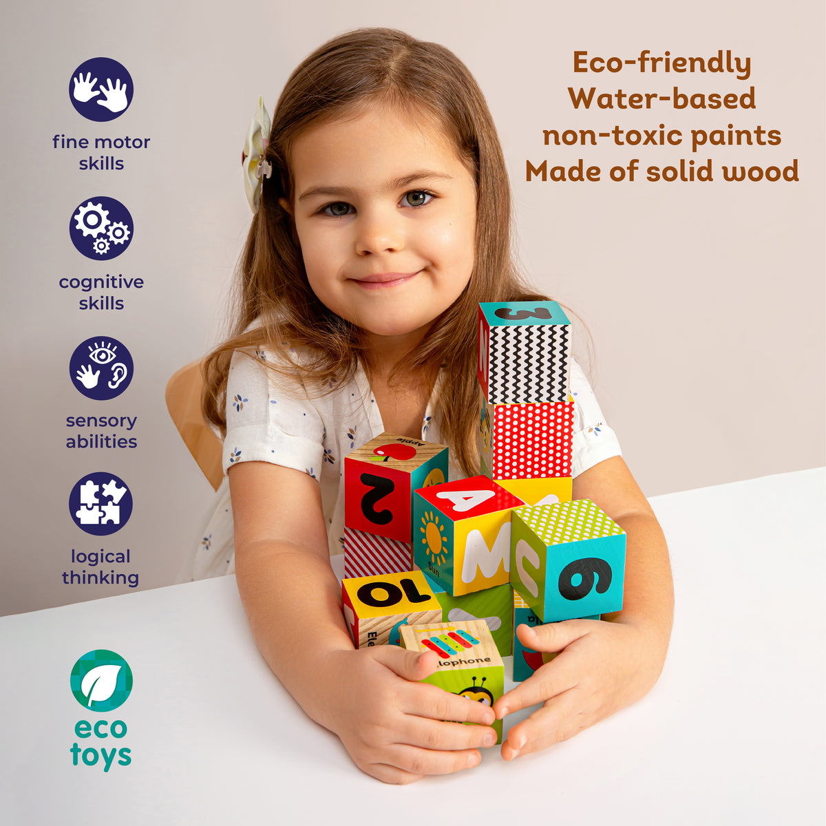 Kids Hits Wooden ABC Cubes: Farm Set – Build, Learn, and Play with a 3
