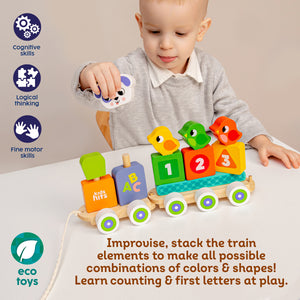 Kids Hits Wooden Stack and Go Train: All Aboard the Fun Learning Journey!