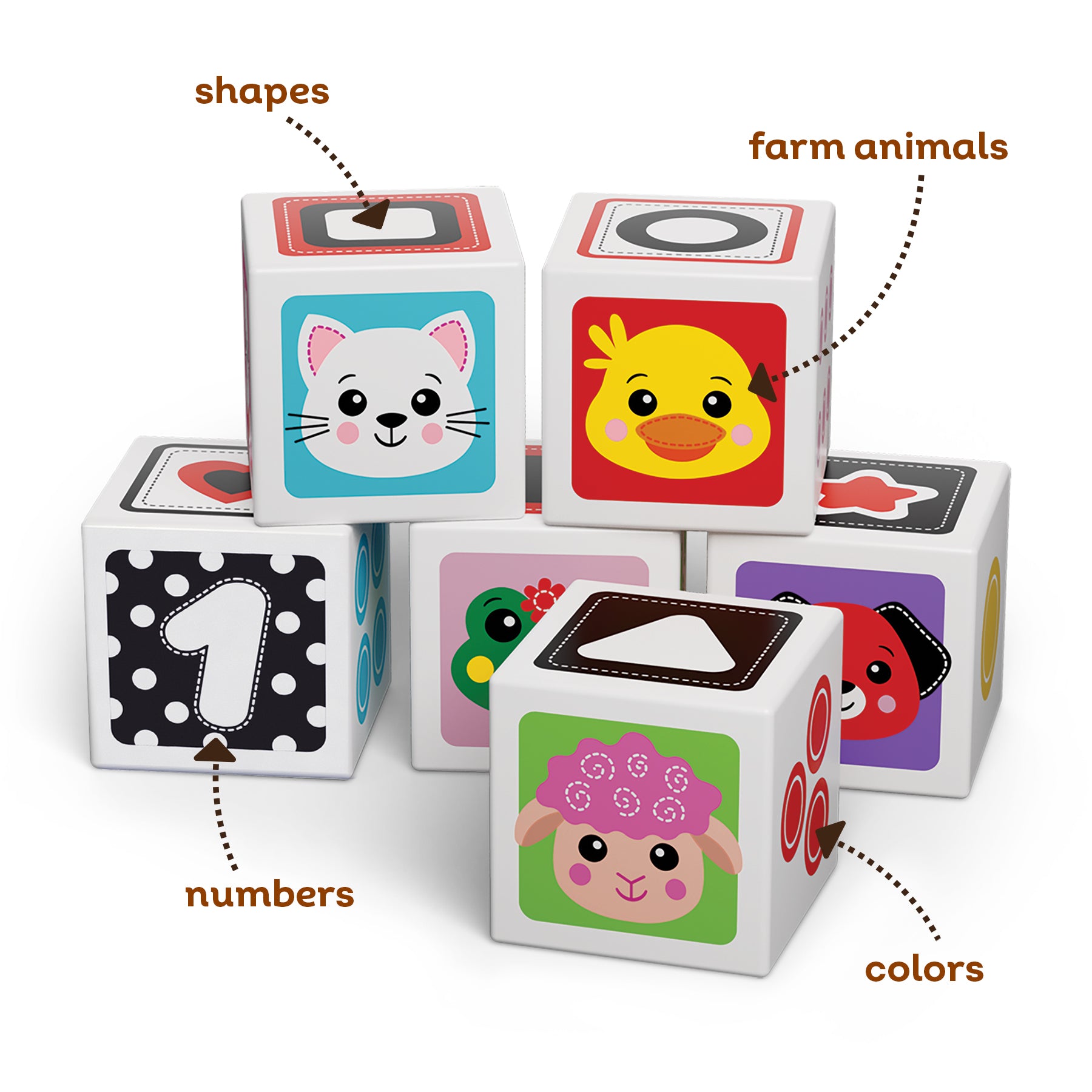 Kids Hits: My First Wooden Cubes - Stack, Match, and Explore with Six Cute Animals, Numbers, and Shapes – 100% Eco-Friendly Fun