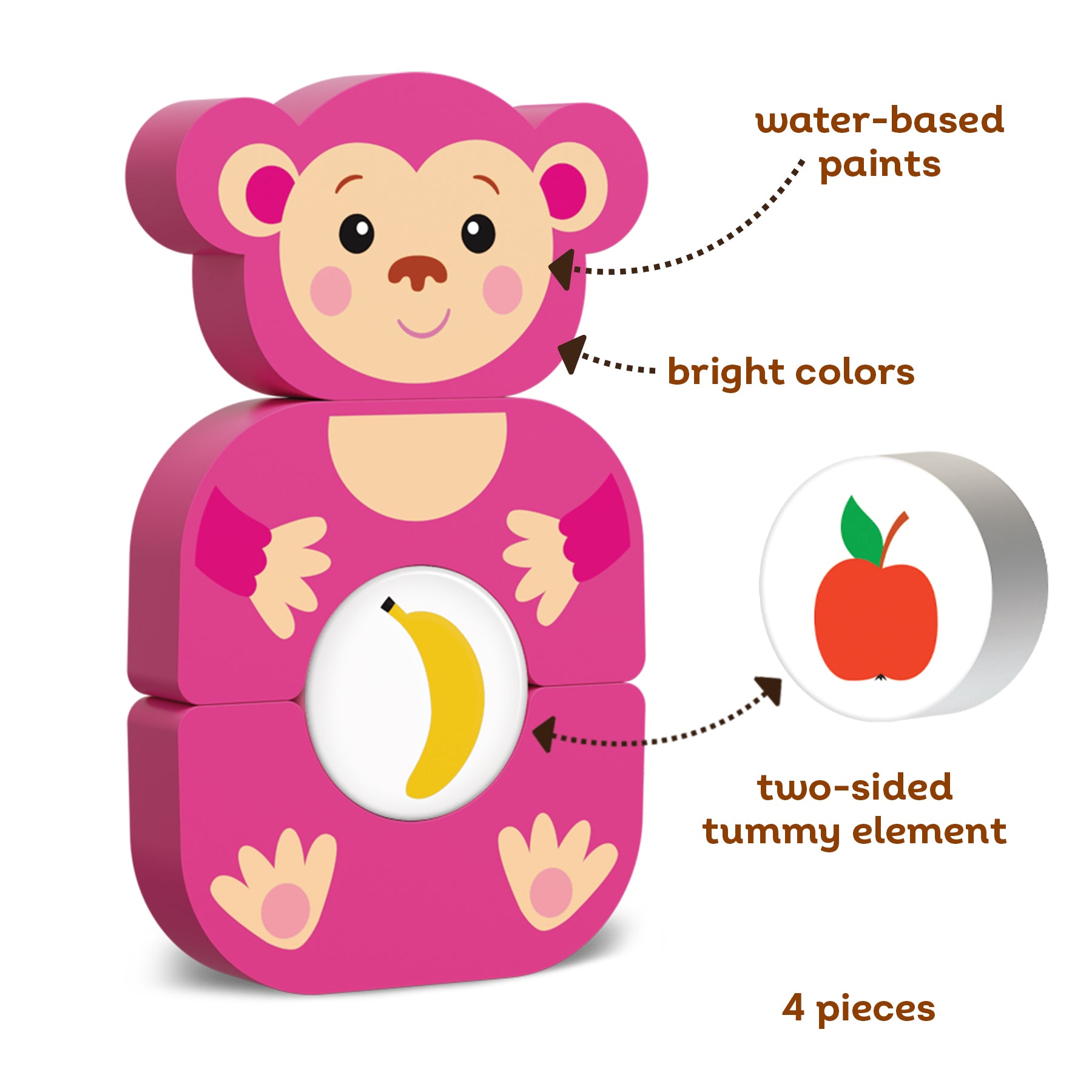 Kids Hits: Wooden Toy - Unleash Creativity with the Funny Monkey Build-and-Match Game!