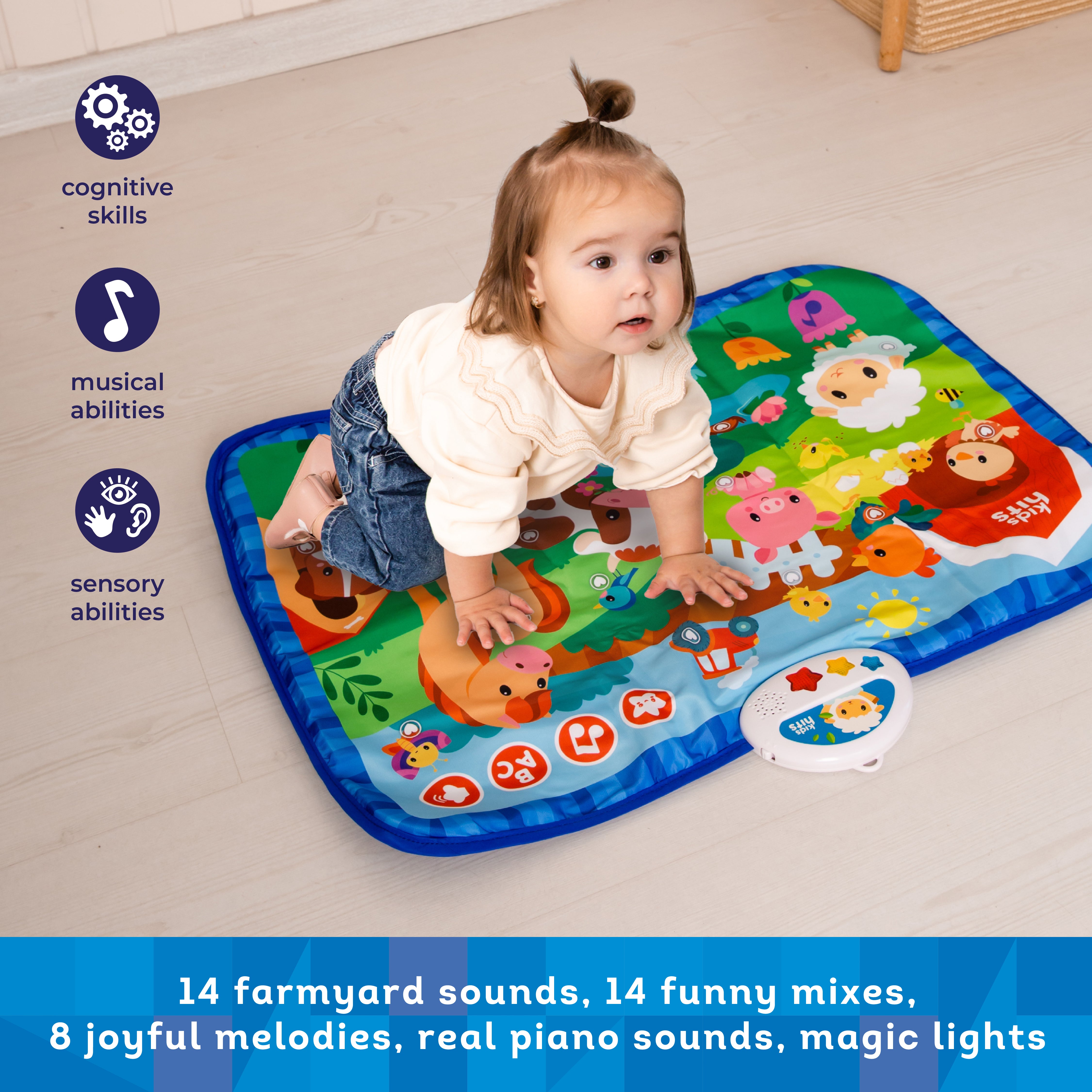 Kids Hits Educational Baby Light and  Sound Mat Toy Noisy Farm