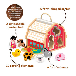 Kids Hits Sorting House: On the Farm – Fun Farm-Themed Wooden Shape Sorter for Early Learning!