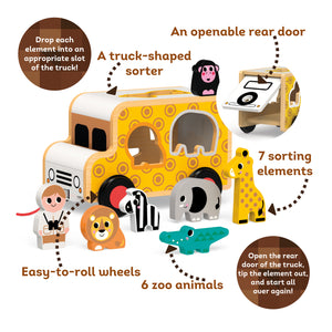 Sorting Truck: Safari Journey – Colorful Animal-Themed Shape Sorter & Pull-Along Toy!