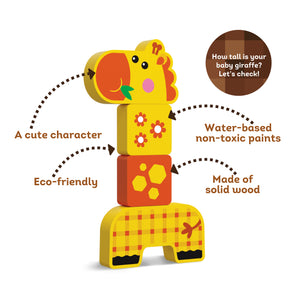 Kids Hits: Wooden Toy - Unleash Creativity with the Cute Friendly Giraffe Build-and-Match Game!